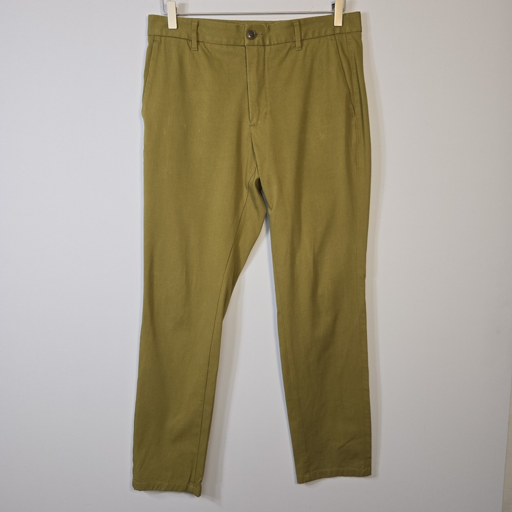 Everlane Uniform Performance Chino Pants Mens 33x30 Olive Green Slim Fit Pockets